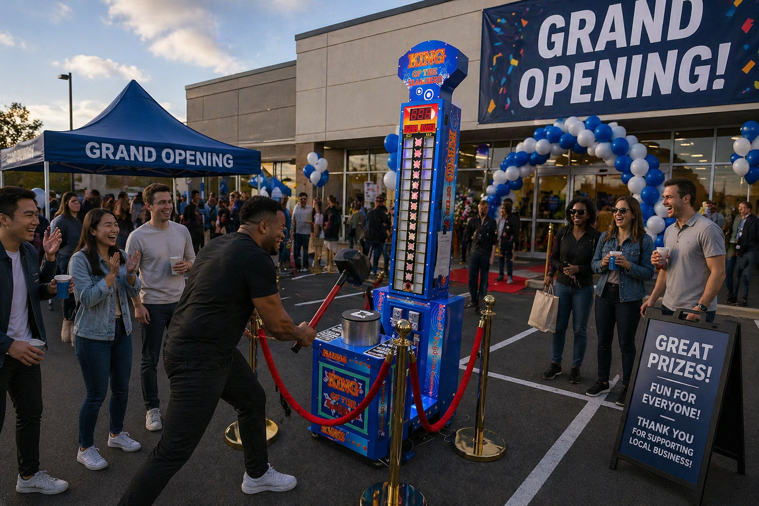 Arcade machine hire at a Melbourne furniture store grand opening