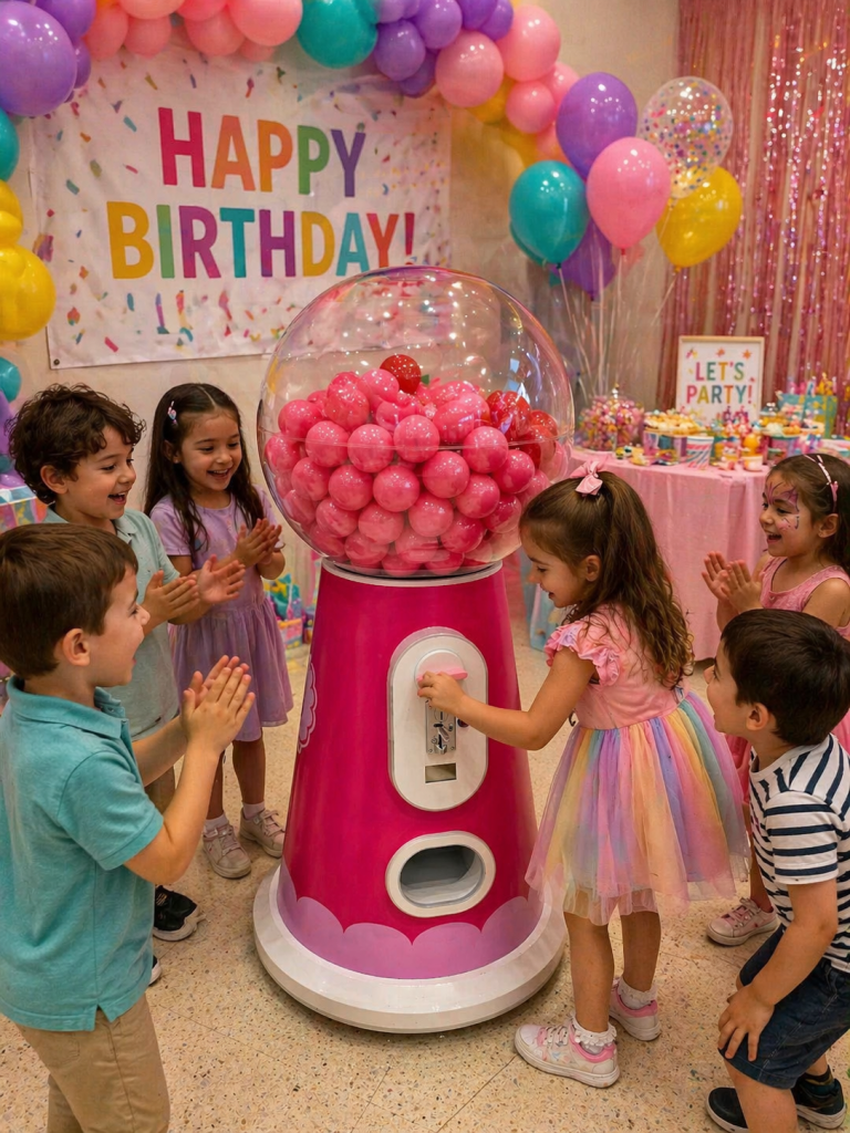 Kids with a bubble machine at their party